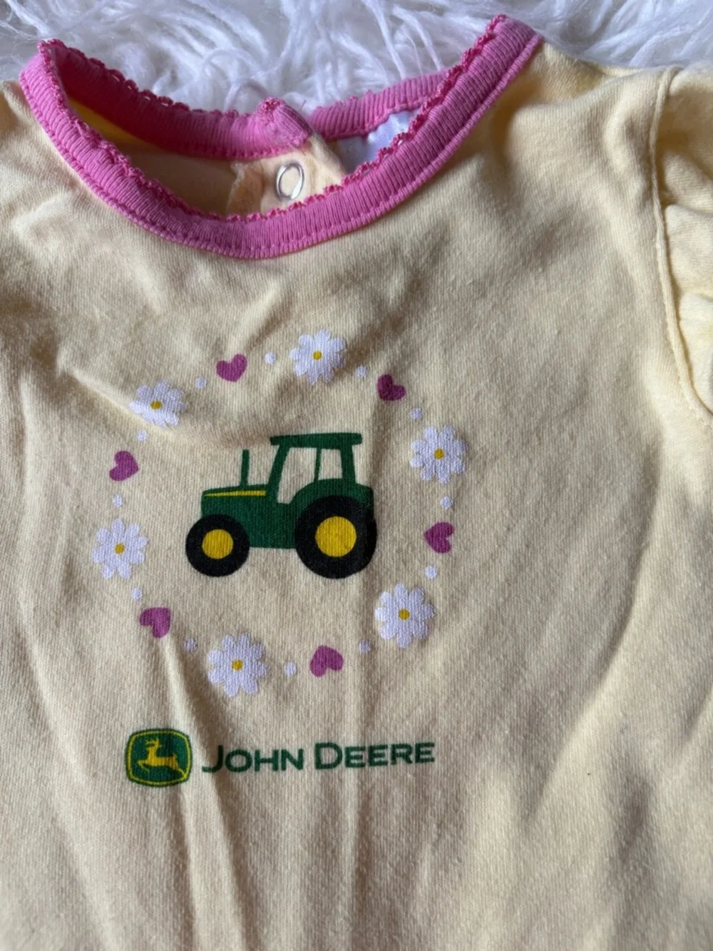John Deere Baby Girl Tractor Shirt Ruffle Sleeve 3–6M Green Farm Baby